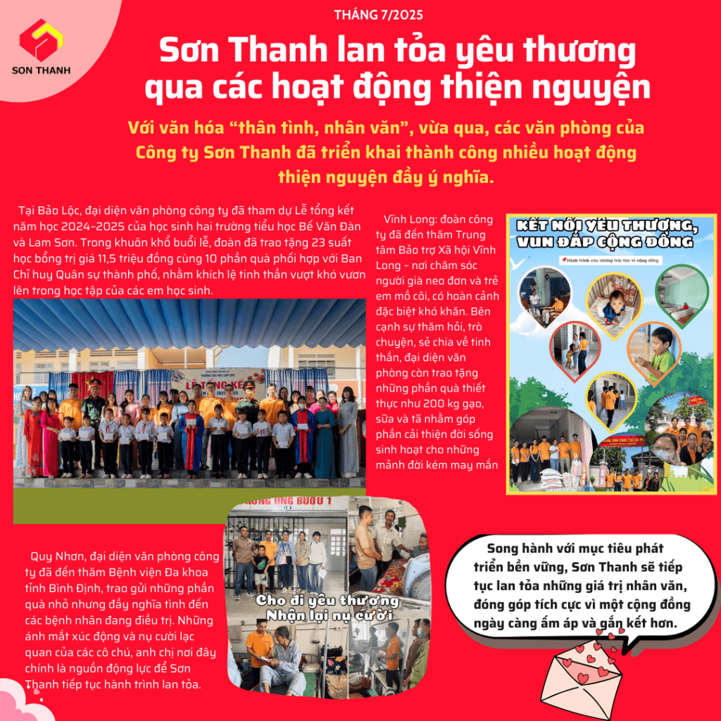 SƠN THANH LAN TỎA YÊU THƯƠNG QUA CÁC HOẠT ĐỘNG THIỆN NGUYỆN